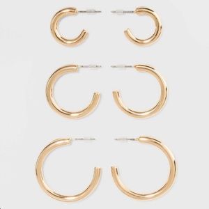 Wild Fable Gold Hoop Earring Set NWT
